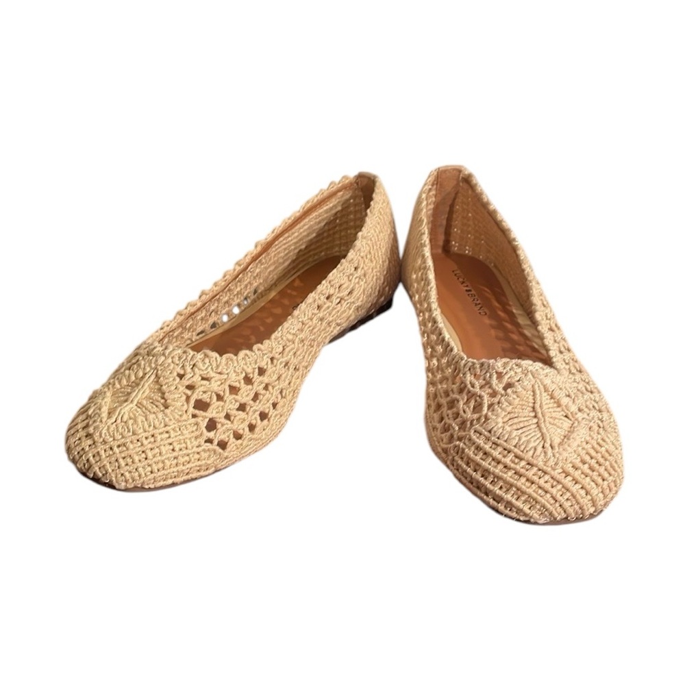 Lucky Brand Tan Crochet Flats
